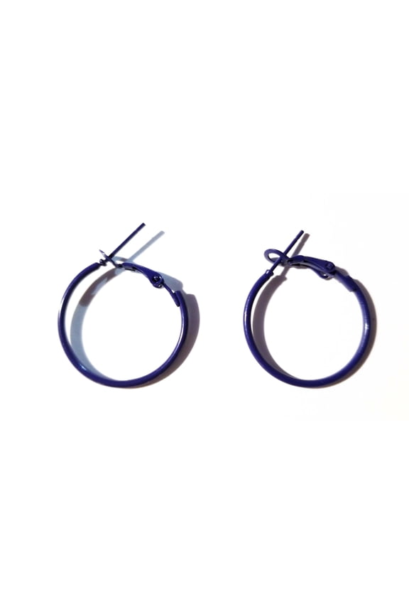 Navy Blue Hoop Earrings, 1.5 Inch Midnight Blue Hoops