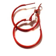 Divas Diggables Red Hoop Earrings, Small 1-Inch Lightweight
