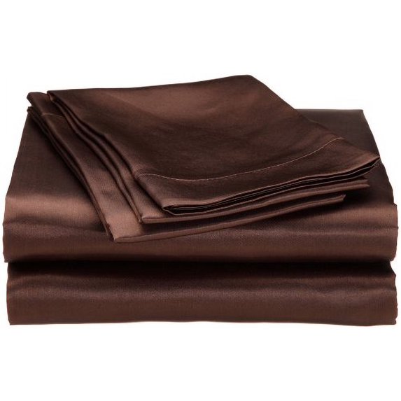 Divatex Home Fashions Royal Opulance Satin Queen Sheet Set, Chocolate