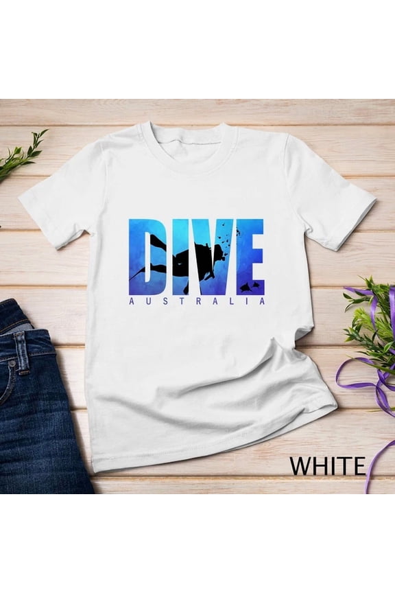 Dive Australia Scuba Diver Reef Diving Snorkel Shark Graphic Unisex S-5XL T-Shirt Birthday Gifts; For Men & Women, Vintage Birthday Gift