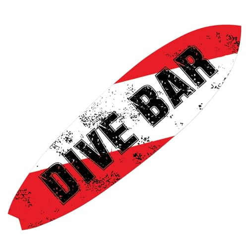 Dive Bar Surfboard Sign Outdoor PVC Wall Art Beach Bar Decor Coastal Wall Hanging, Weatherproof Decorative Surfboard for Bar Pool or Tiki Hut (5 foot)