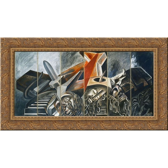 Dive Bomber and Tank 24x16 Gold Ornate Wood Framed Canvas Art by Orozco, Jose Clemente