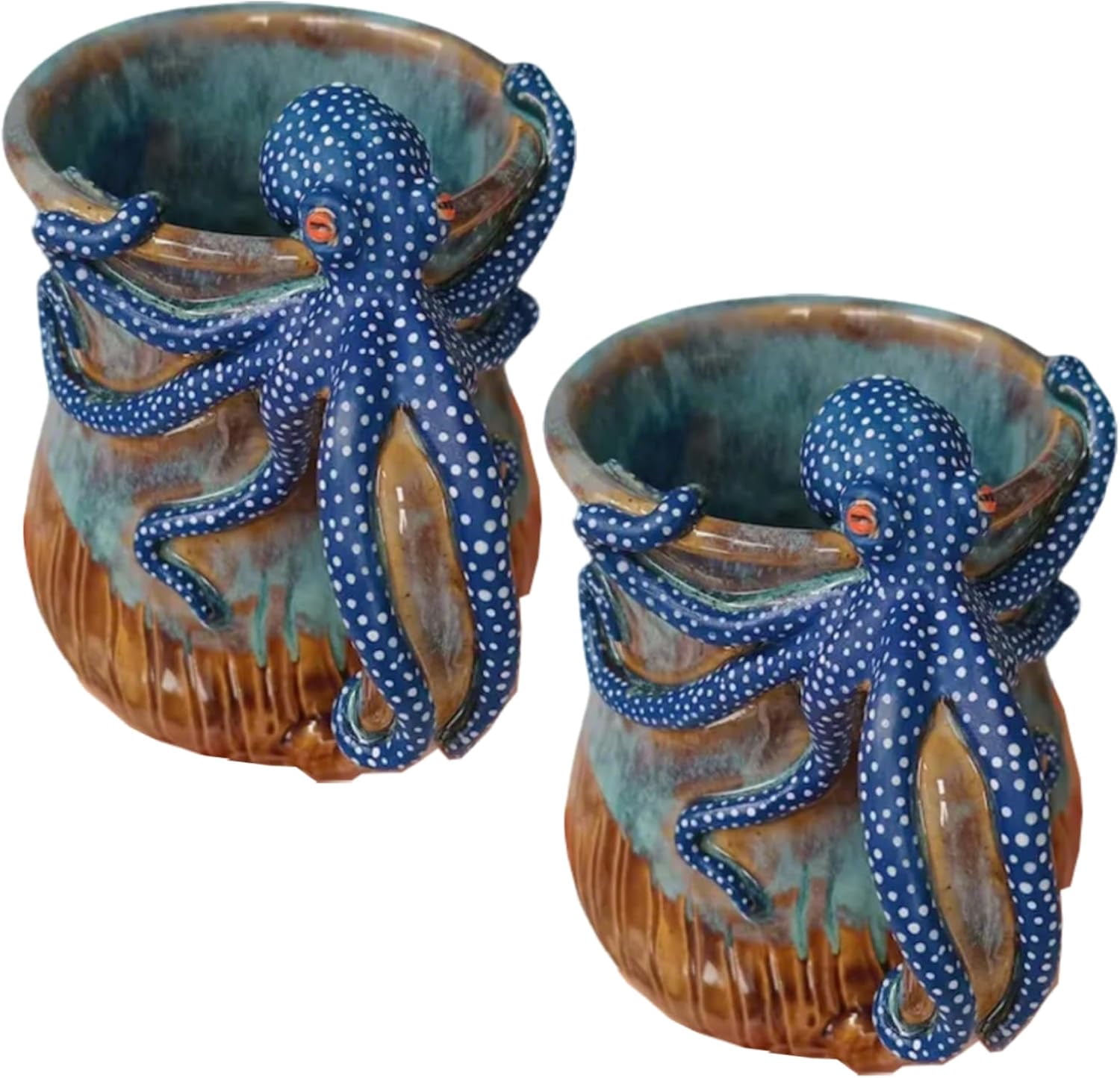 Dive Into Every Sip  Handmade Octopus Mug, 3D Octopus Ceramic Coffee Mug,  Fun Novelty Coffee Mug Tea Cup with Octopus Tentacles Beard Handle  Christmas gift (2PCS) - Walmart.com