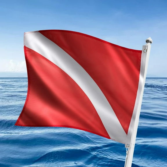 Dive Flag Heavy Duty 20inch x 24inch Double Stitched Polyester Boat Flag Marker for Underwater Activities Scuba Diving Freediving Snorkeling