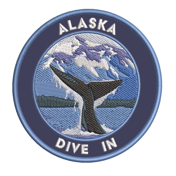 Dive In! Alaska 3.5 Inch Iron Or Sew On Embroidered Fabric Badge Patch Seek Adventure, National Park Iconic Series