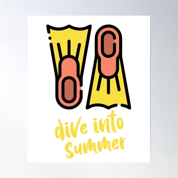 Dive Into Summer Beach Diving Poster Wall Art, Modern Wall Decor, 8x12 UNFRAMED