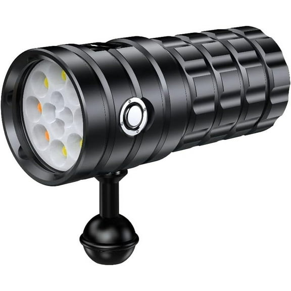 Genwiss LED Submersible Dive Light for Underwater Photography, 25000 Lumens, 100M Waterproof, Rechargeable
