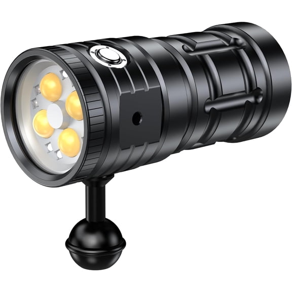 Genwiss LED Dive Light for Underwater Photography, 39000 Lumens, 100M Waterproof, Type-C Charging