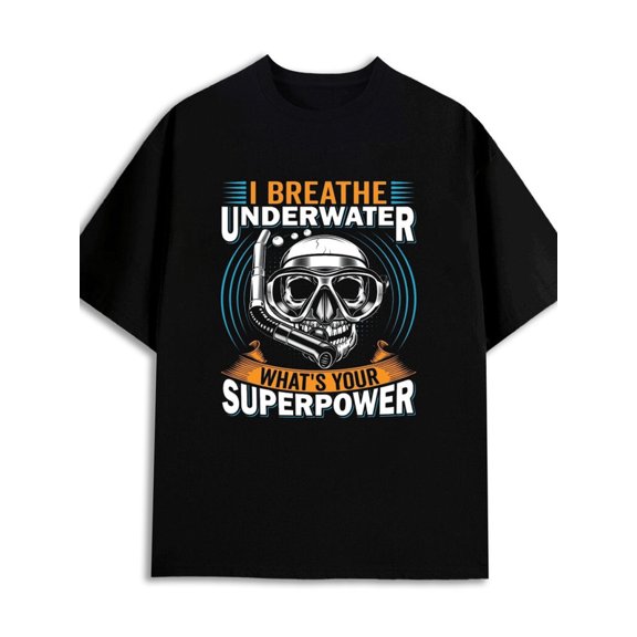 Dive Superpower T-Shirt 180G 100% Cotton 180G 100% Cotton mens retro pack sale black Trendy Unisex Shirt Printed tshirts Retro Unisex Shirt Graphic Tee tshirts new years gifts