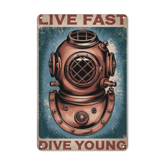 Dive Young Mini Poster Bathroom Ocean Coating For Shower Walls Poolside Corners And Compact Nautical Spaces Perfect For Small Water Themed Decor Beach Bungalow Gift 8x12 inch metal sign rustic
