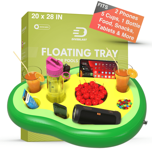 Diveblast Avocado Drink Holder for Pools & Hot Tubs, Fun Pool Tray for Adults, Green