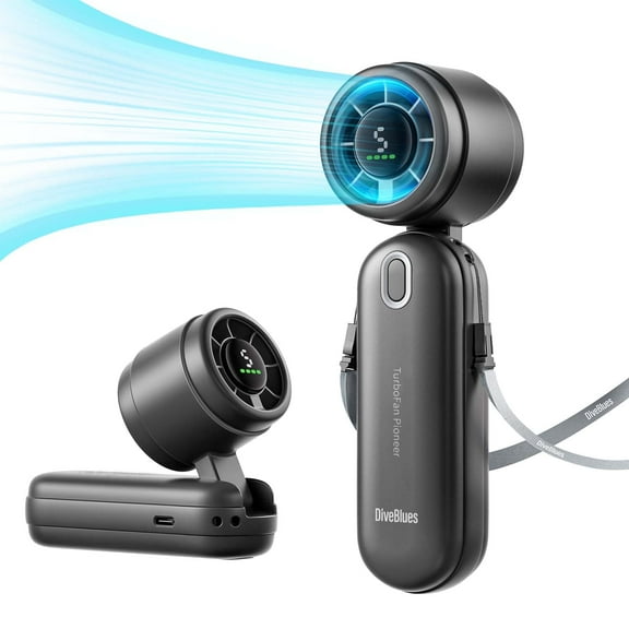 Diveblues Handheld Fan - 4000mAh Turbo Mini Fan with 5-Speed Wind, Rechargeable Battery for Travel & Outdoor Use