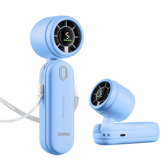 Diveblues Handheld Fan - 4000mAh Turbo Mini Fan with 5-Speed Wind, Rechargeable Battery for Travel & Outdoor Use