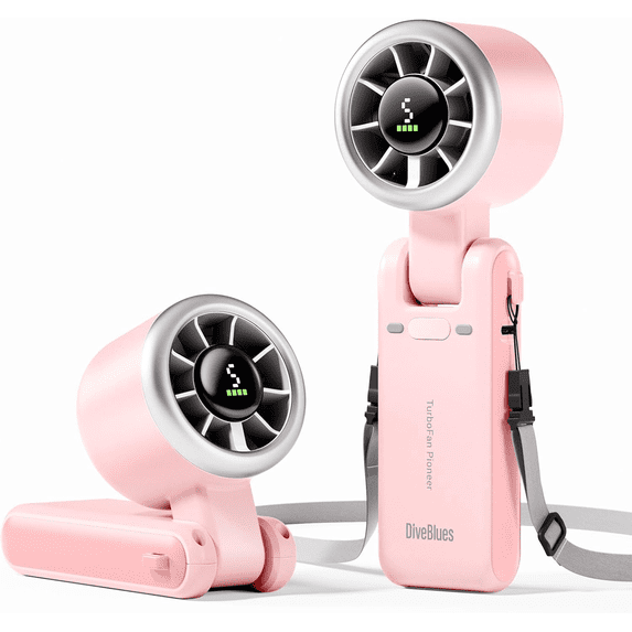 Diveblues Handheld Fan – 4000mAh Rechargeable Turbo Mini Fan, 5-Speed Personal Cooling for Travel & Outdoor Use