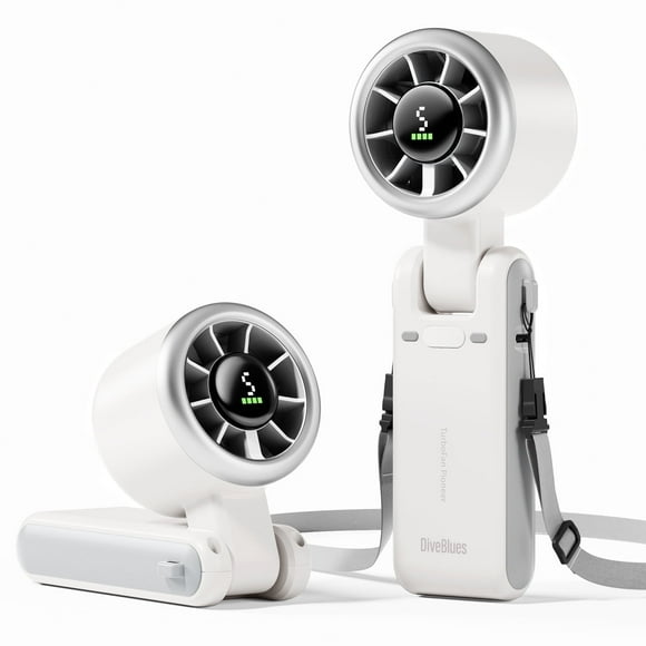 Diveblues Handheld Fan – 4000mAh Rechargeable Turbo Mini Fan, 5-Speed Personal Cooling for Travel & Outdoor Use