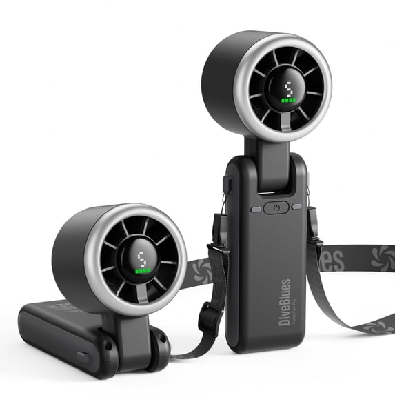 Diveblues Handheld Fan – 4000mAh Rechargeable Turbo Mini Fan, 5-Speed Personal Cooling for Travel & Outdoor Use