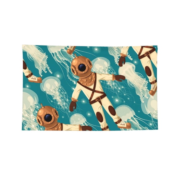 Diver And Jellyfish Four Hole Decorated Banner Flag for Garden Yard Home Decoration Indoor Outdoor 2x3 Ft