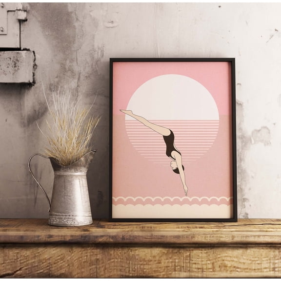 Diver Art Print Swimming Maritime Print Vintage Diver Print Modern Swimming Art Print Wall Art Print