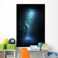 Diver Descends into Wall Mural Peel and Stick Underwater Landscape