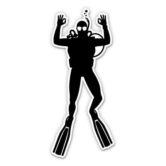 Diver Diving OK Underwater Scuba - 12" Vinyl Sticker Waterproof Decal