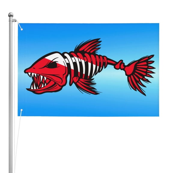Diver Down Bone Fish Double Sided Flag 2x3ft For Home/Company/Indoor Outdoor Decoration Flag 100% Polyester Banner