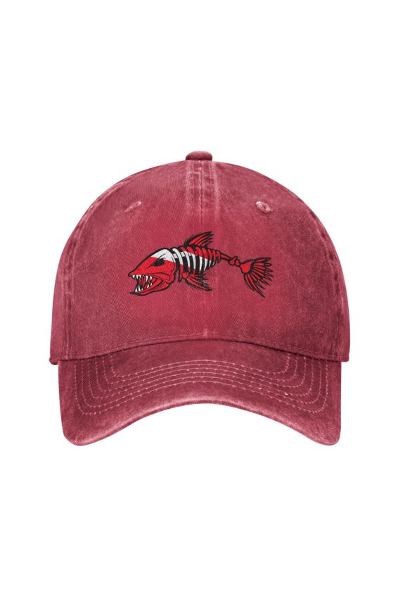 Diver Down Bone Fish Unisex Adult Washed Denim Cotton Sport Outdoor Baseball Cap Adjustable Cowboy Baseball Hat