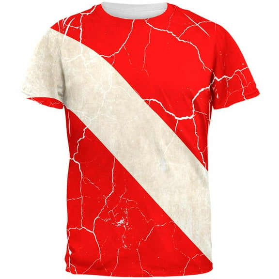Diver Down Distressed Weathered Flag All Over Mens T Shirt Multi MD