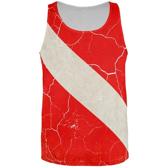 Diver Down Distressed Weathered Flag All Over Mens Tank Top Multi 2XL