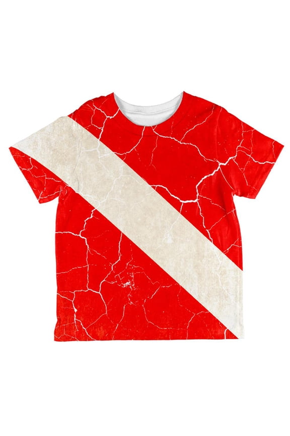 Diver Down Distressed Weathered Flag All Over Toddler T Shirt Multi 4T