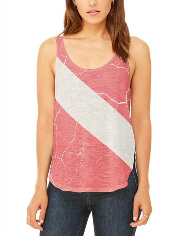 Diver Down Distressed Weathered Flag Juniors Flowy Side Slit Tank Top Multi X-LG