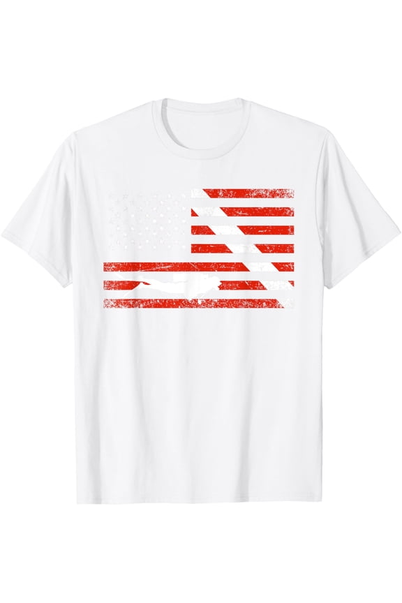 Diver Down Dive Flag Scuba Diving American Flag T-Shirt