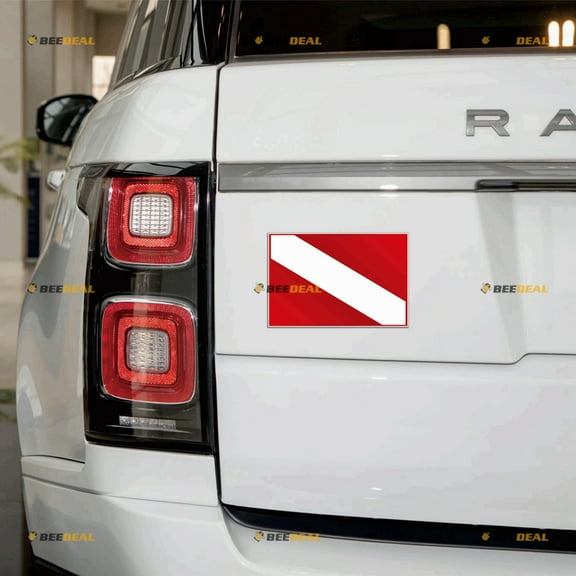 Diver Down Flag Dive Scuba Car Magnet Rectangle Magnetic Sticker Decal - 2 Pack Reflective 4" - for Truck Door Fridge Reusable Waterproof
