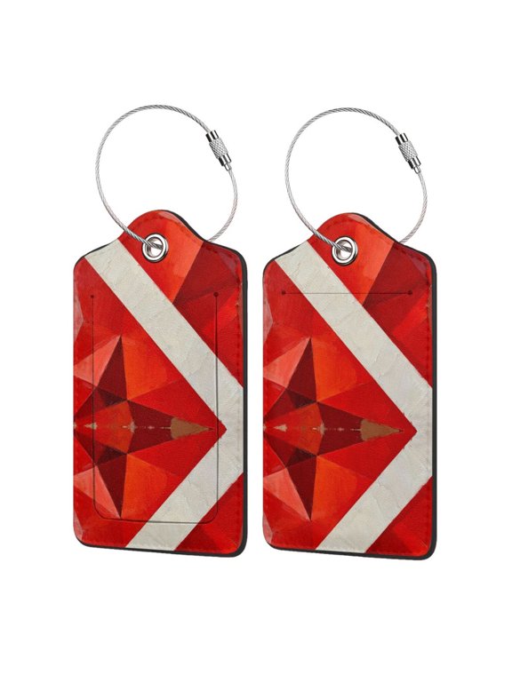 Diver Down Flag Leather Luggage Tag with Loops Suitcase Tags Bulk Travel Essentials for Flying 1 PCS
