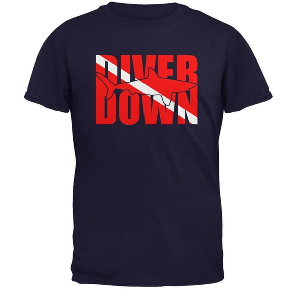 Diver Down Megalodon Shark Mens T Shirt