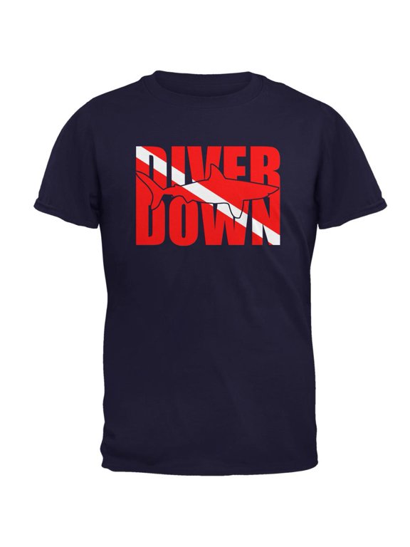 Diver Down Megalodon Shark Mens T Shirt
