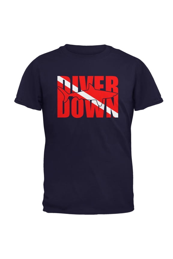Diver Down Megalodon Shark Mens T Shirt