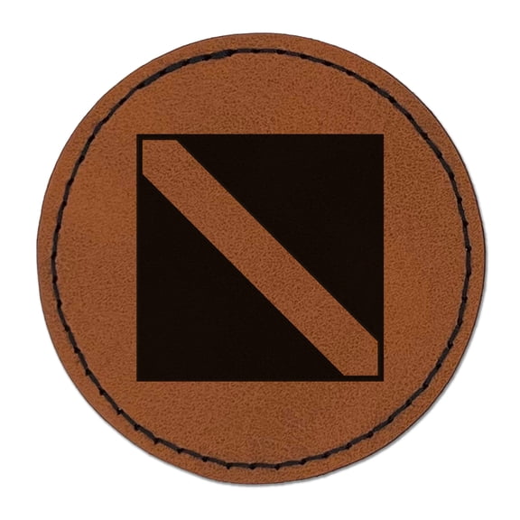 Diver Down Scuba Diving Flag 2.5" Faux Leather Round Engraved Iron-On Patch - Brown