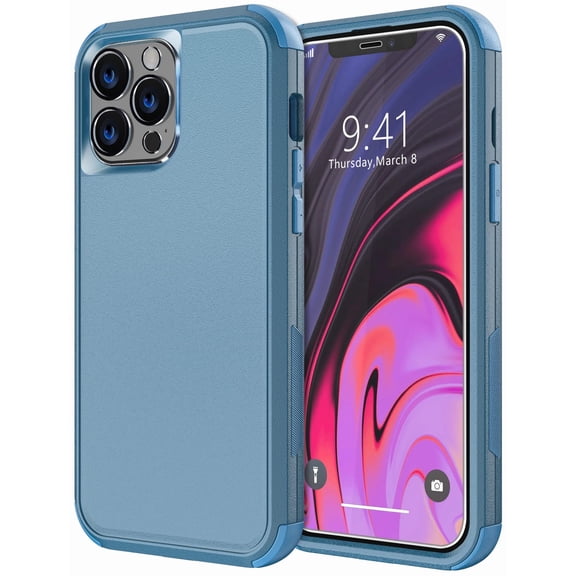 Diverbox Compatible for iPhone 12 Pro Max Case with Screen Protector Camera Lens Cover Heavy Duty Shockproof Dropproof Cases (Blue)