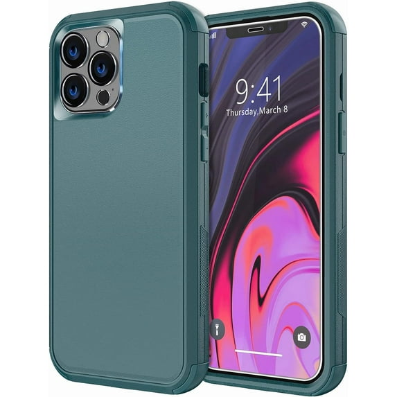 Diverbox Designed for iPhone 12 Pro Max Case with Screen Protector Camera Lens Cover Heavy Duty Shockproof Dropproof Cases for Apple iPhone 12 Pro Max (Dark Green)