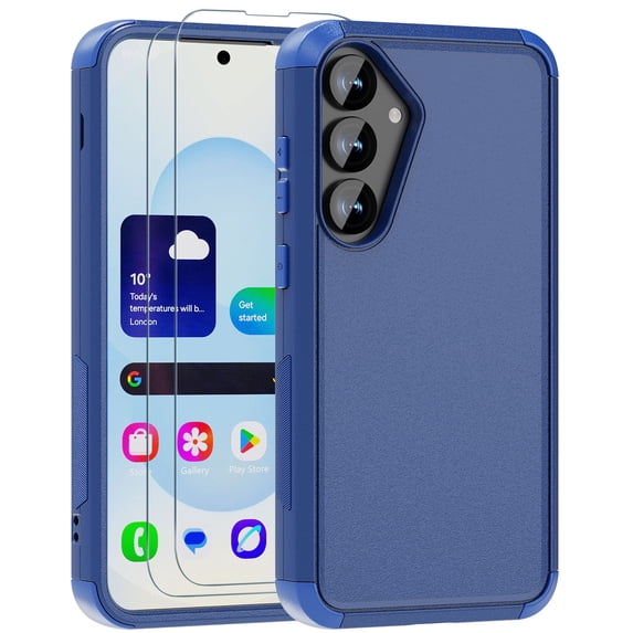 Diverbox Heavy Duty Case for Samsung Galaxy S25+ Plus, Shockproof Protective Phone Cover with Camera Control Button and Screen Protector - Blue