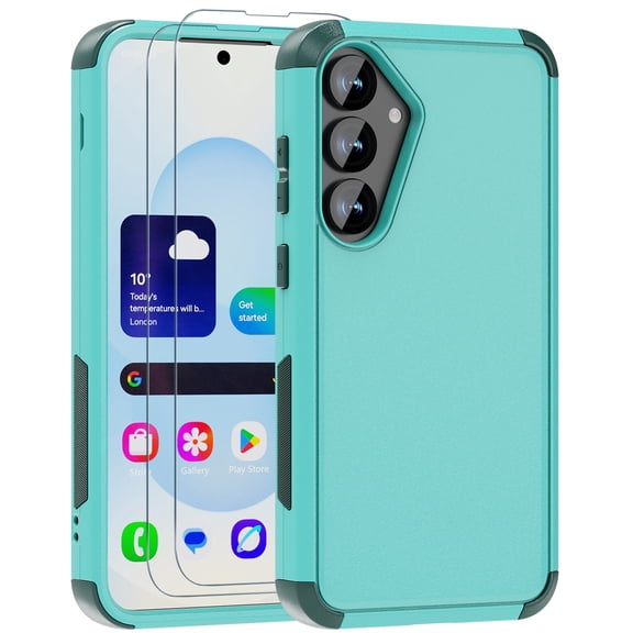 Diverbox Heavy Duty Case for Samsung Galaxy S25, Shockproof Protective Phone Cover with Camera Control Button and Screen Protector - Lake Blue