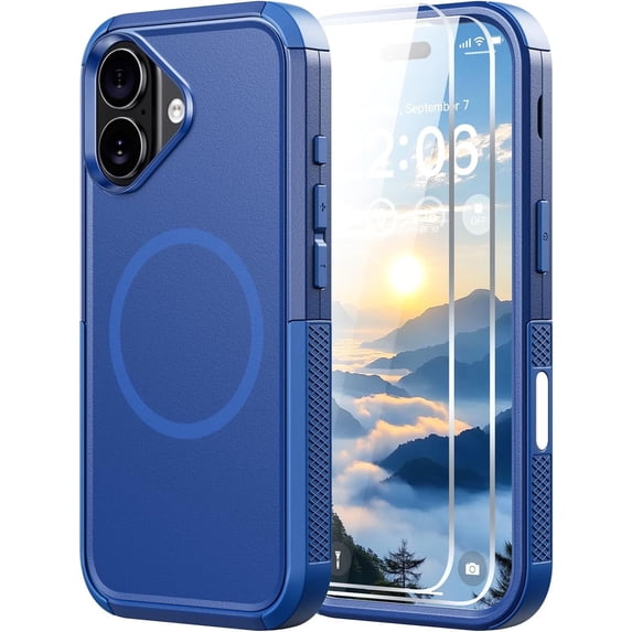 Diverbox Compatible for iPhone 17 Case, Heavy Duty Shockproof Phone Cover with Camera Control Button and Screen Protector - Blue