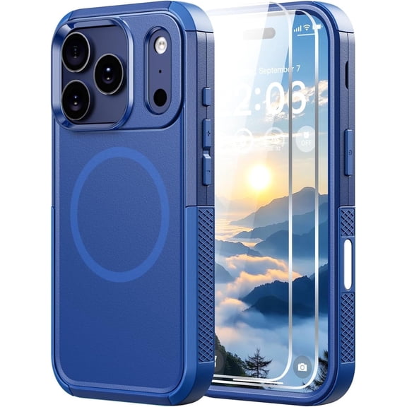 Diverbox Compatible for iPhone 17 Pro Case, with Magnetic Heavy Duty Shockproof Phone Cover with Camera Control Button and Screen Protector - Blue
