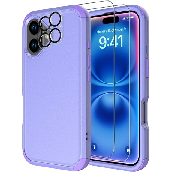 Diverbox Phone Case for iphone 16 Plus with Screen Protector, Heavy Duty Protection Shockproof DropProof Cover Compatible with MagSafe - Purple