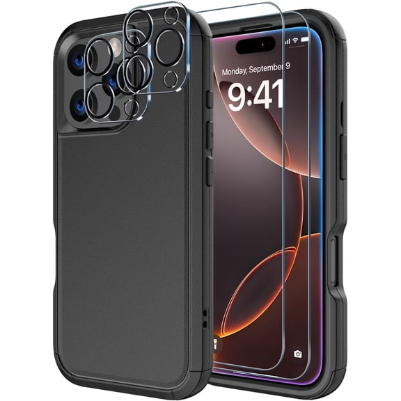 Diverbox Phone Case for iphone 16 Pro Max with Screen Protector, Heavy Duty Protection Shockproof DropProof Cover Compatible with MagSafe - Black