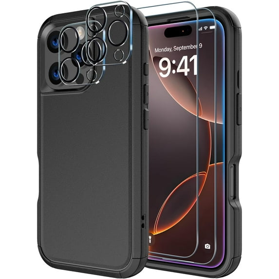 Diverbox Phone Case for iphone 16 Pro Max with Screen Protector, Heavy Duty Protection Shockproof DropProof Cover Compatible with MagSafe - Black