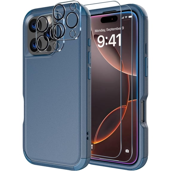 Diverbox Phone Case for iphone 16 Pro Max with Screen Protector, Heavy Duty Protection Shockproof DropProof Cover Compatible with MagSafe - Blue