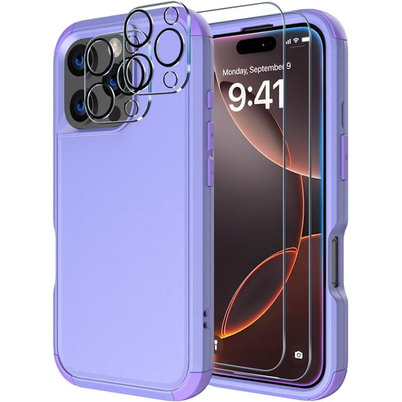 Diverbox Phone Case for iphone 16 Pro Max with Screen Protector, Heavy Duty Protection Shockproof DropProof Cover Compatible with MagSafe - Purple