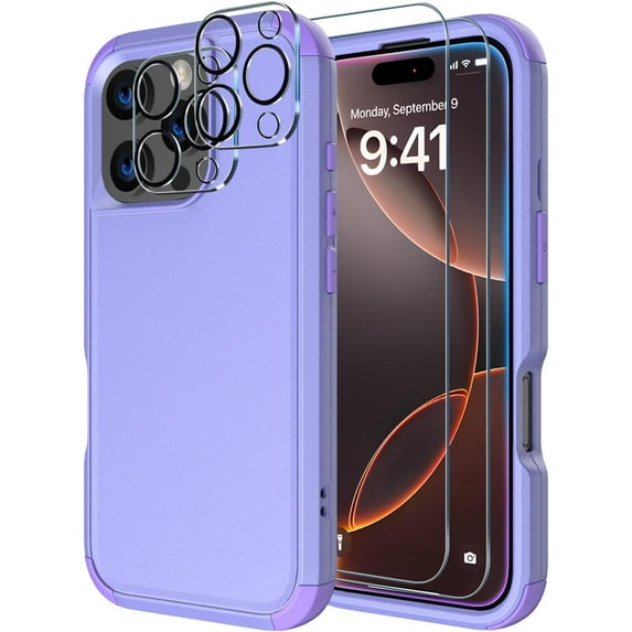 Diverbox Phone Case for iphone 16 Pro Max with Screen Protector, Heavy Duty Protection Shockproof DropProof Cover Compatible with MagSafe - Purple