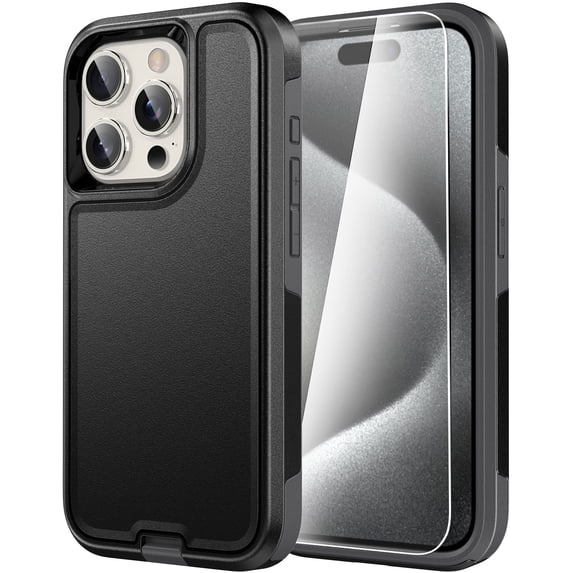 Diverbox for iPhone 15 Pro Case, 2 in 1 Shockproof DropProof Protective Phone Case with Screen Protector - Gray